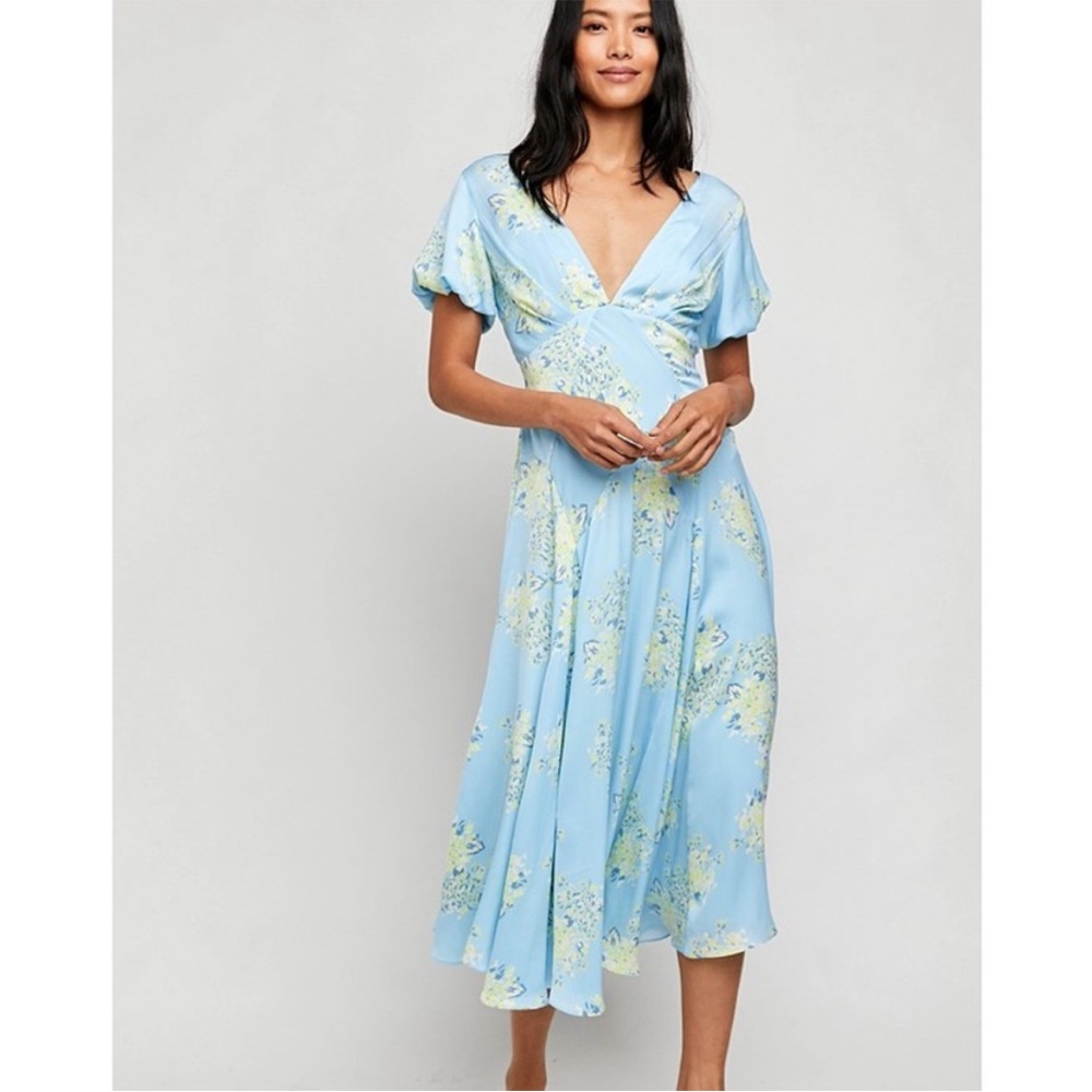 Free People Laura Print Sky Midi Dress Women’s Small